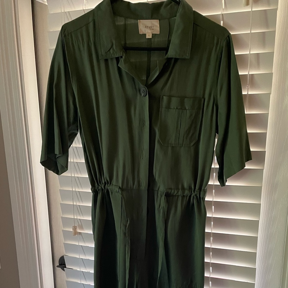 Olive Pants Jumper with mid-waist drawstring